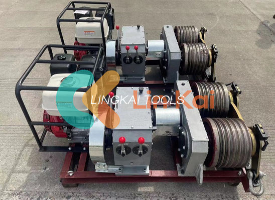9 kW Diesel- oder Benzinantrieb 5 t Doppel-Bull-Rad Kabelziehwinche